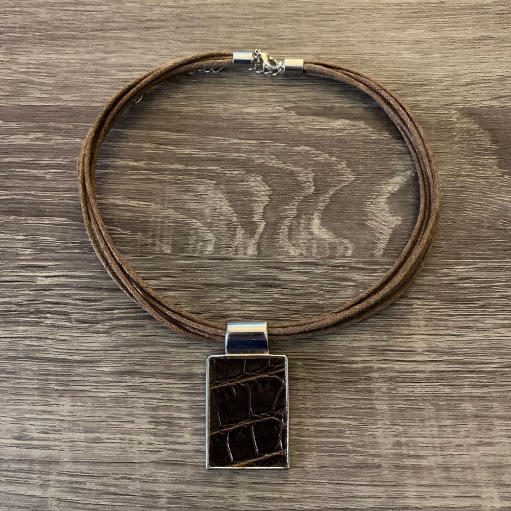 Brown necklace with rectangle pendant